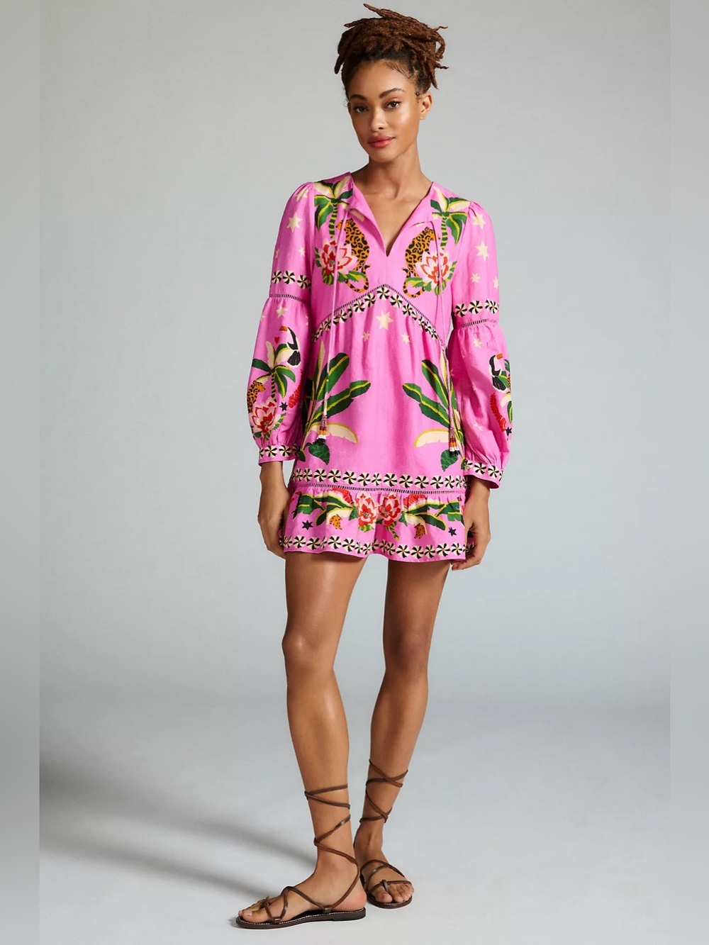 Farm Rio Leopard Forest Mini Dress Size Small - Picture 2 of 10